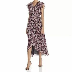 REBECCA MINKOFFF Floral Flossie Ruffle Flutter Sleeve Hi Low Wrap dress